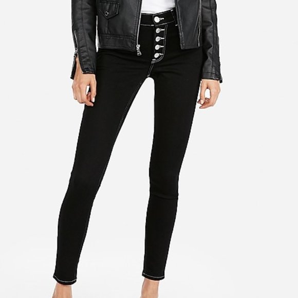 Express Stretch High Rise Button Fly Jean Leggings